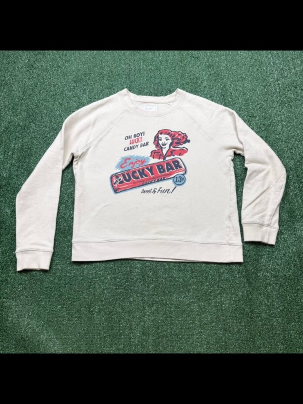 Lucky Brand Sweatshirt Womens Size M White Crop Long Sleeve